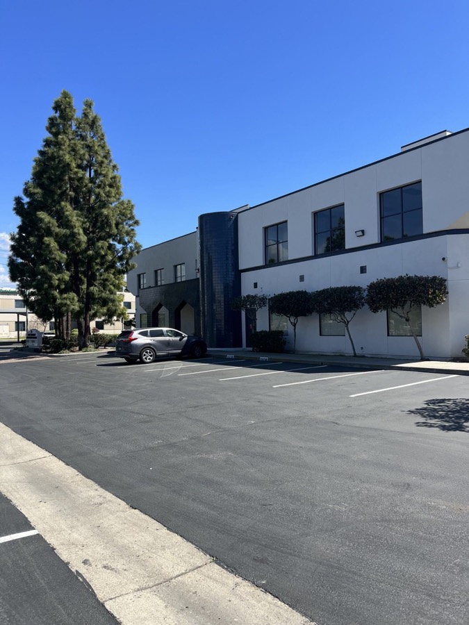Commercial office building exterior after repainting